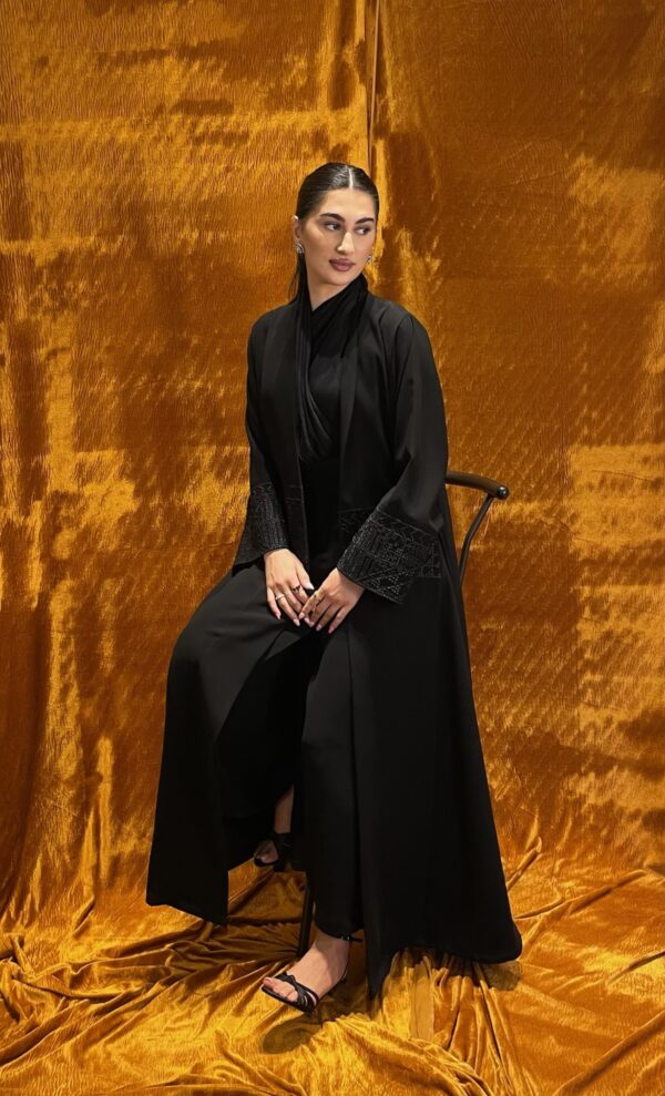 Black A line Cut Abaya