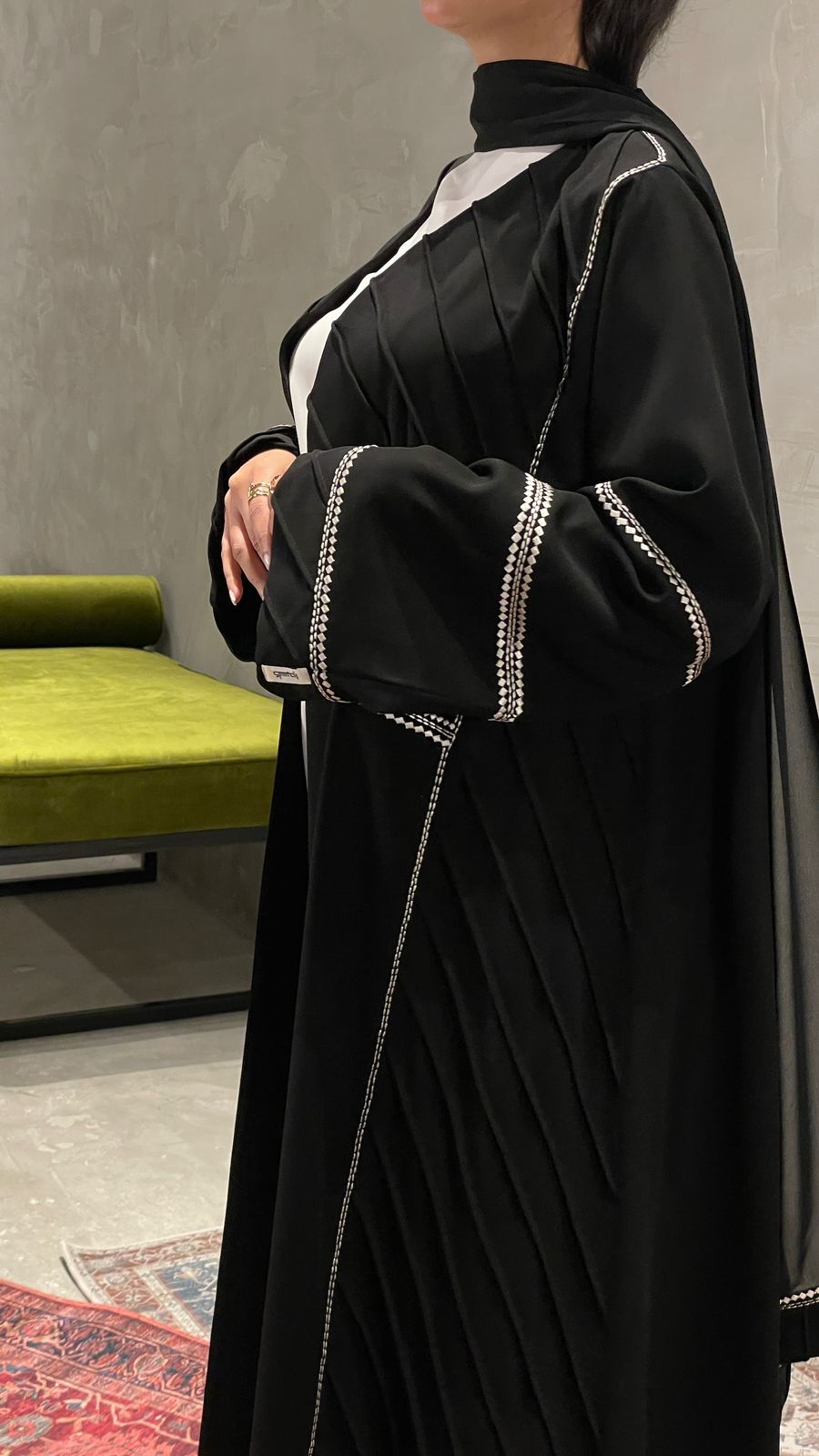 Embroidered and Pleated Abaya