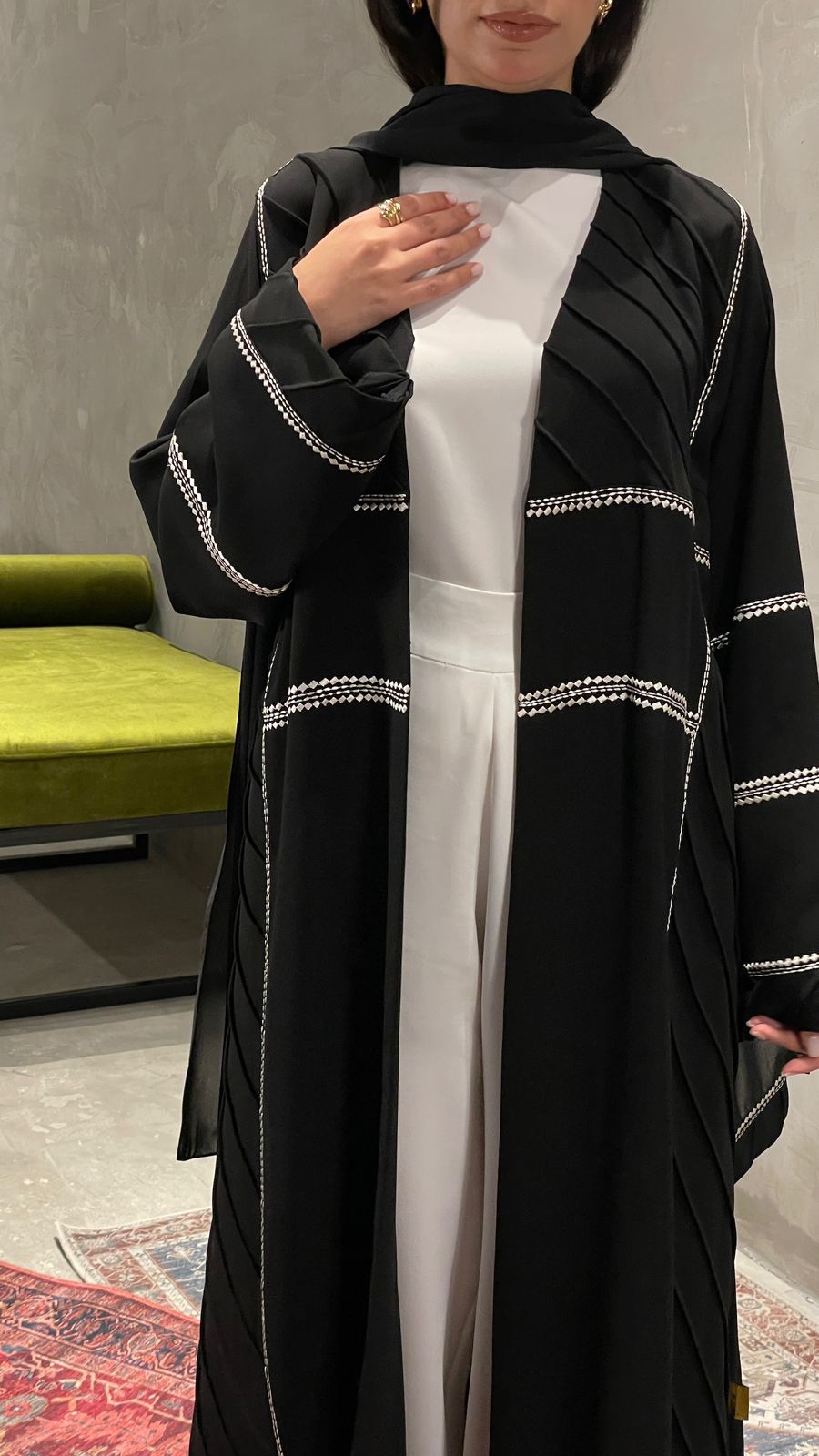 Embroidered and Pleated Abaya