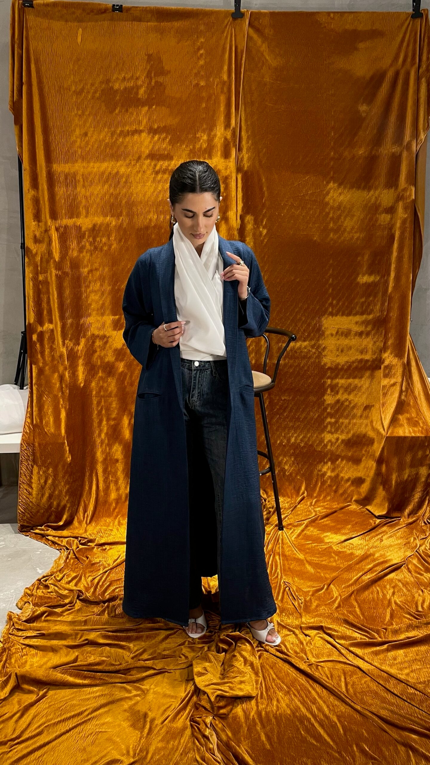 Navy Blue Coat Style Abaya