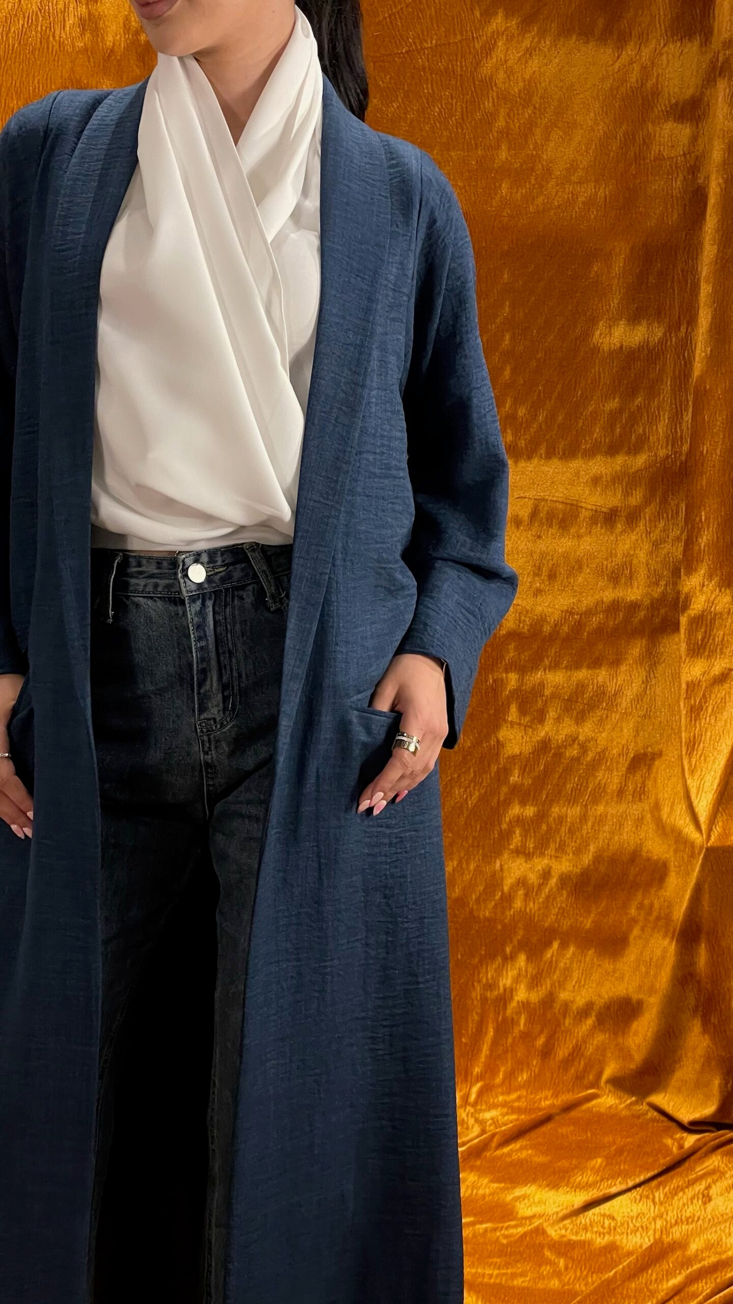 Navy Blue Coat Style Abaya