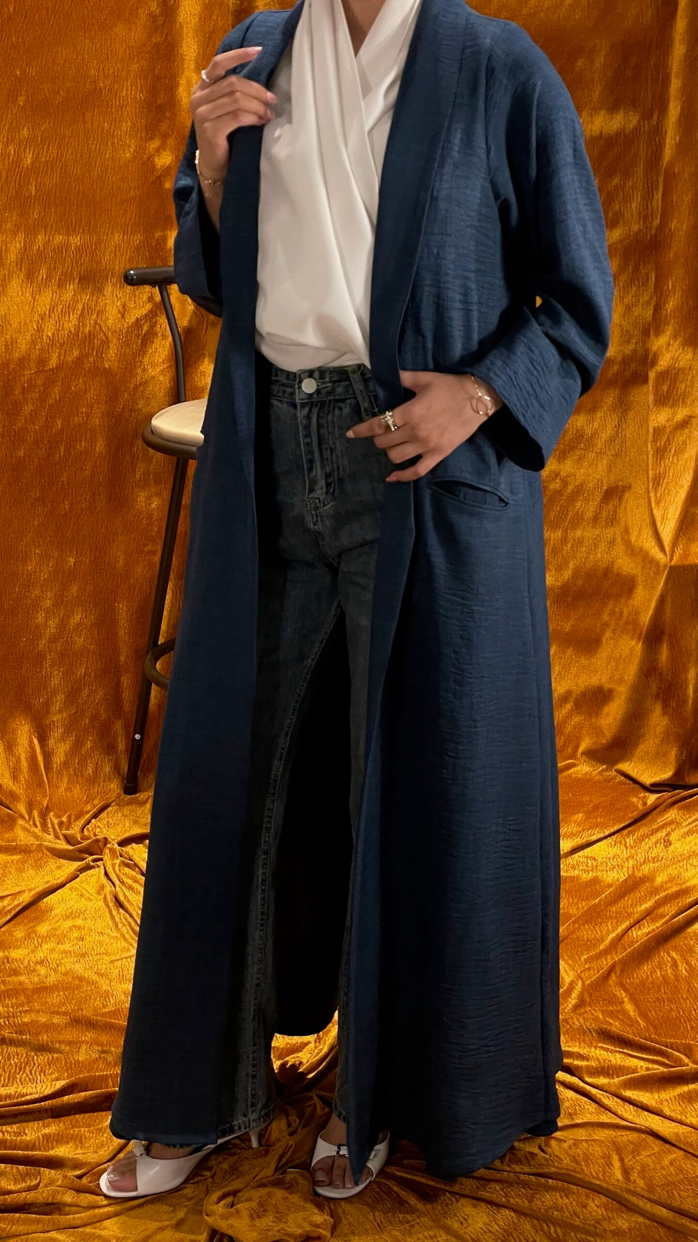 Navy Blue Coat Style Abaya