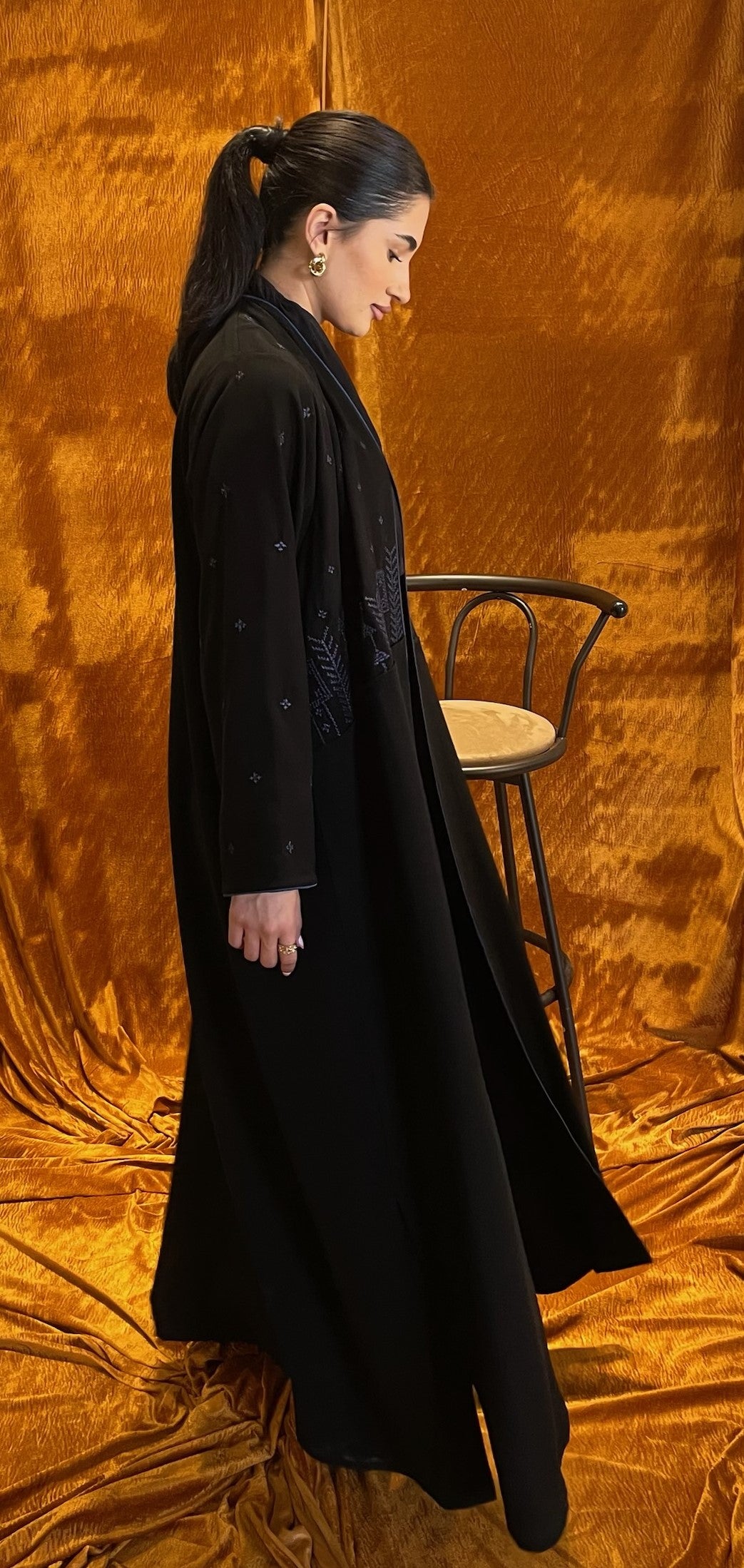 Navy Shells Embroidery Abaya