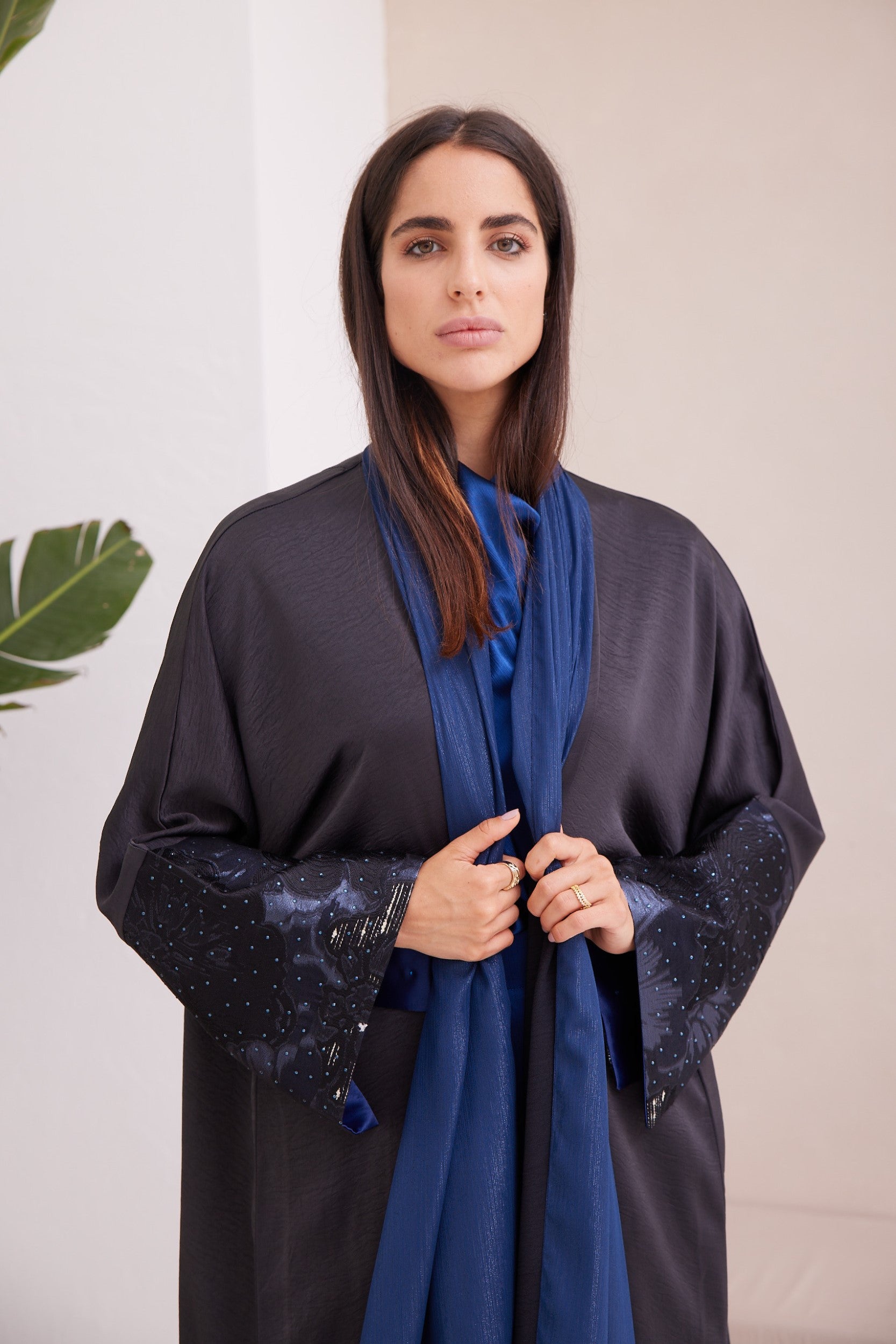 Black Glitter Sleeves Abaya