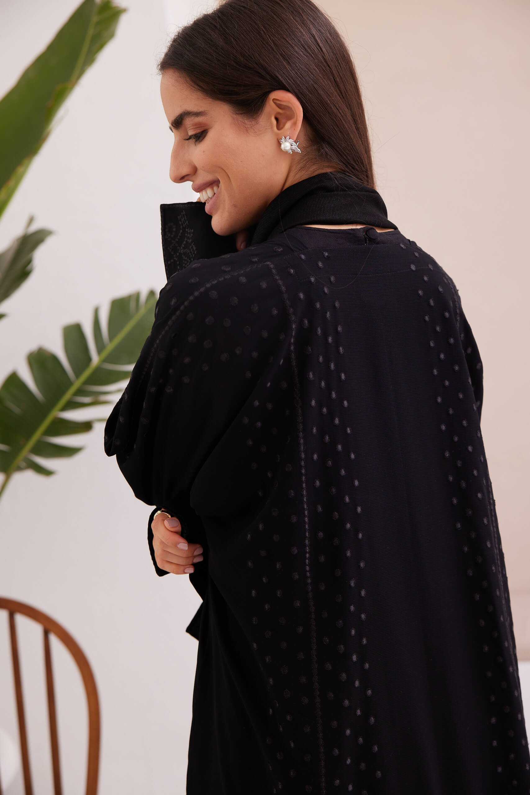 Black Metallic Embroidery abaya