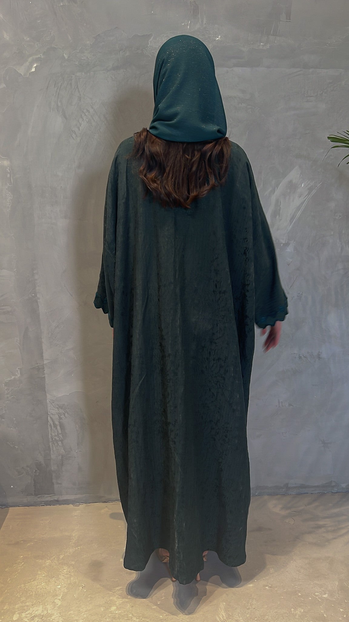 Dark Green Embroidered Abaya