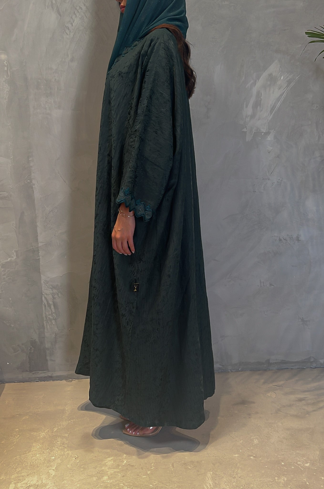 Dark Green Embroidered Abaya