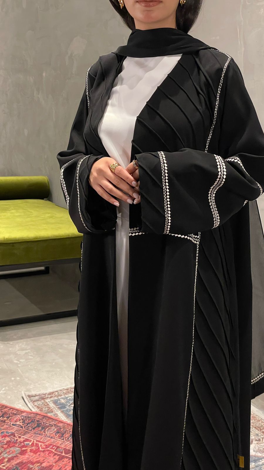 Embroidered and Pleated Abaya