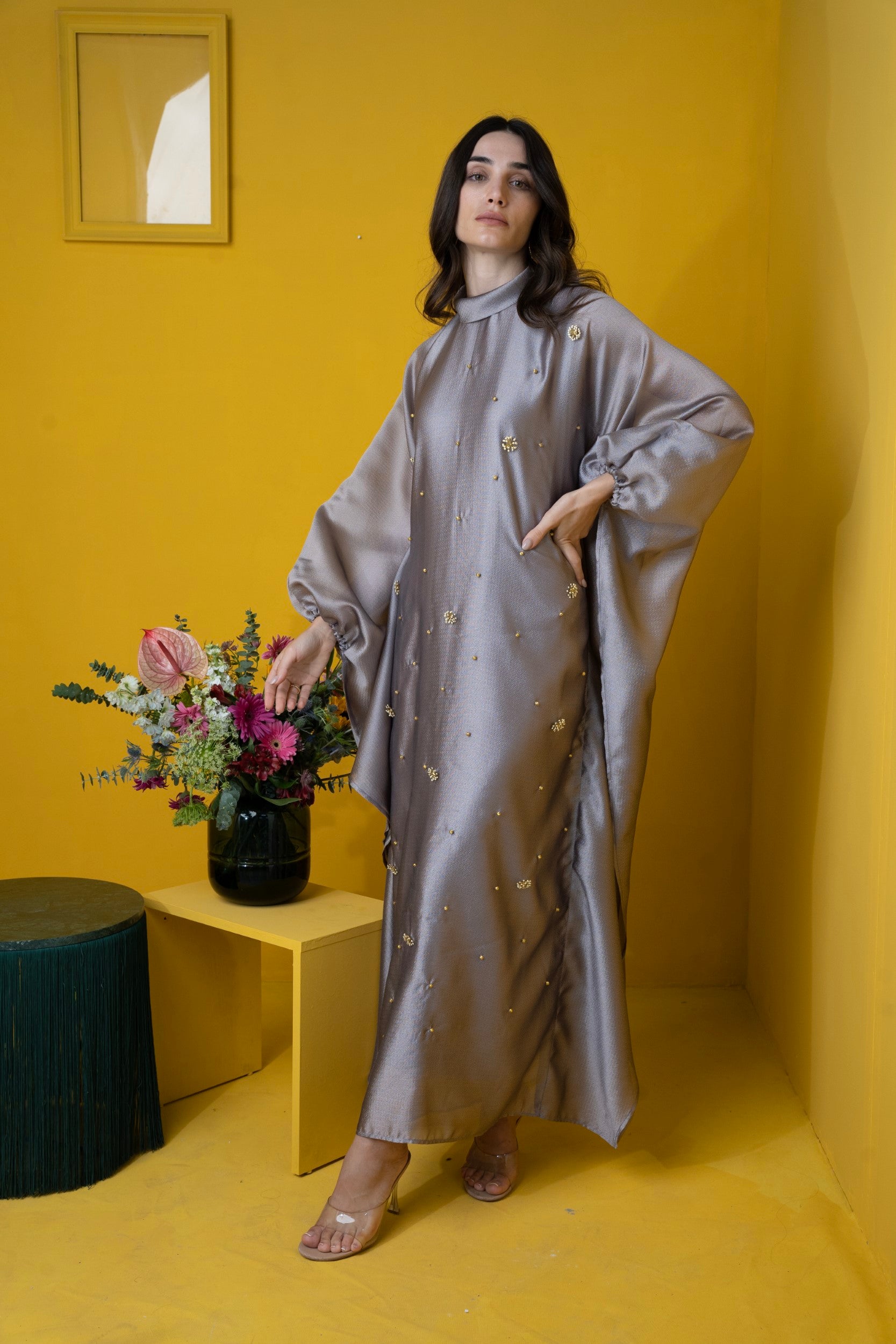 Grey golden kaftan