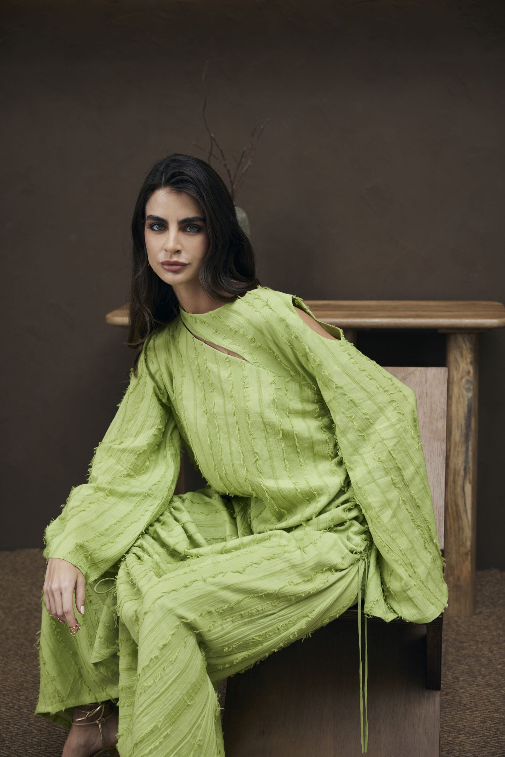 Light green cotton kaftan