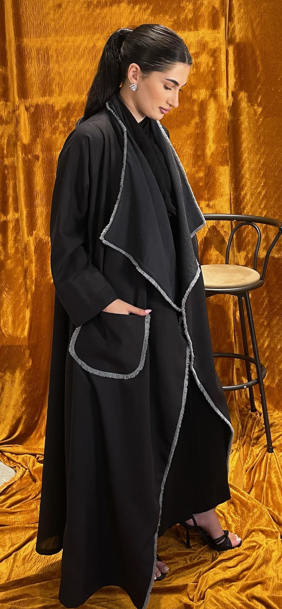 Trench Style Collar Abaya