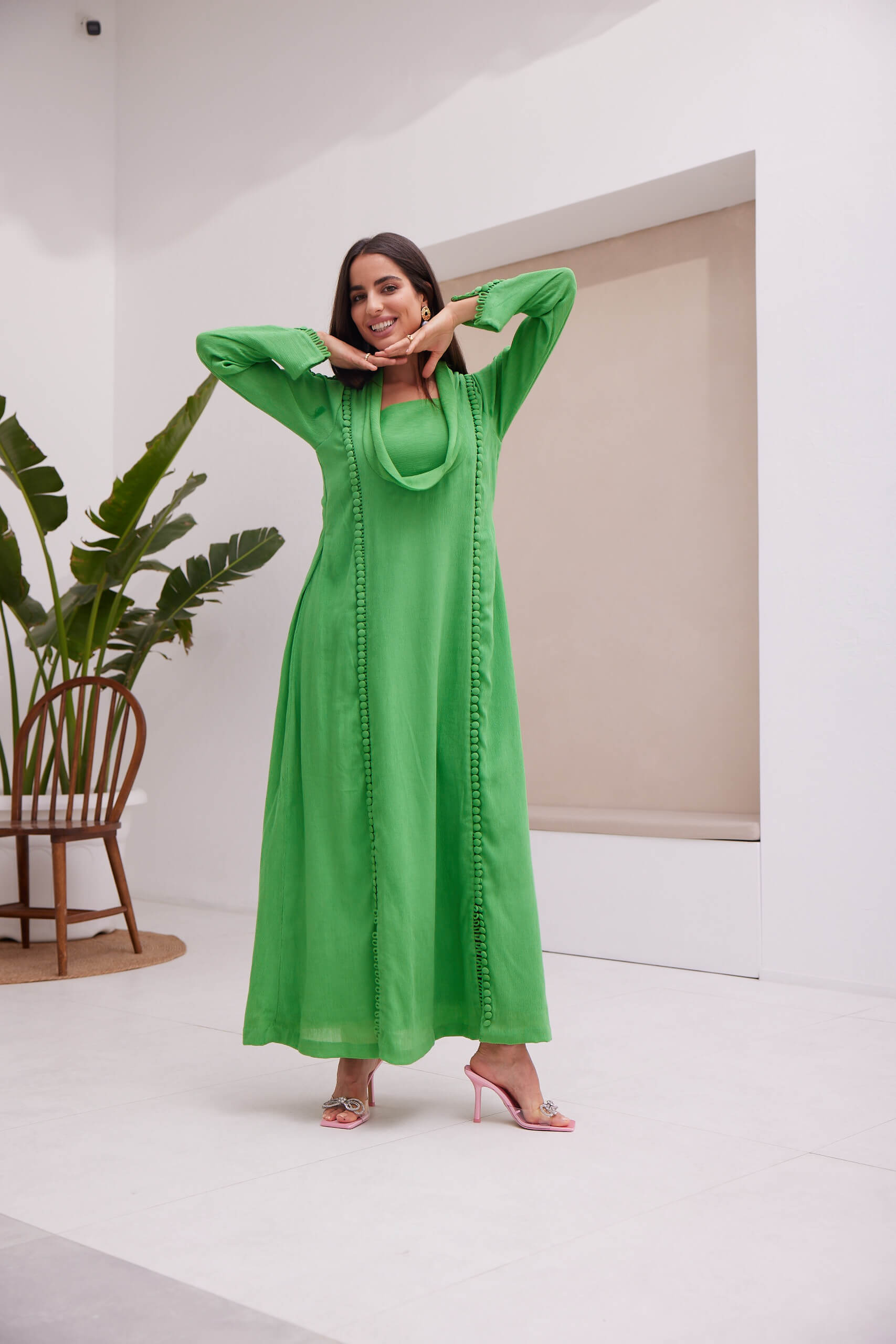 Green dress - Available in purple (All sizes) and orange color (small ) only.